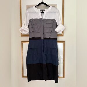 BCBGMaxAzria White and Gray Layered Dress